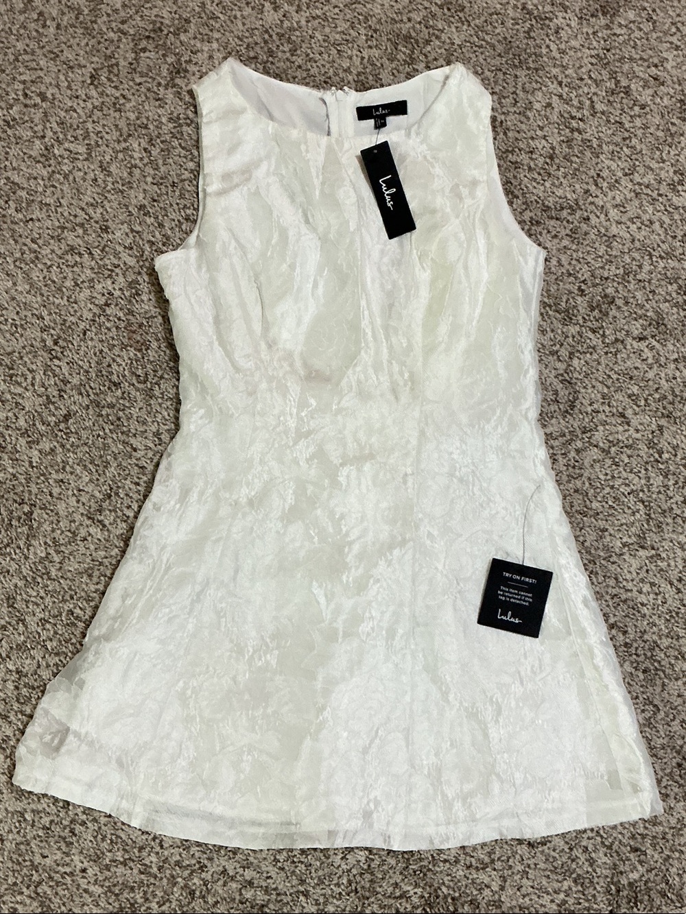 Lulu's Ivory Textured Sleeveless Mini Shift Dress